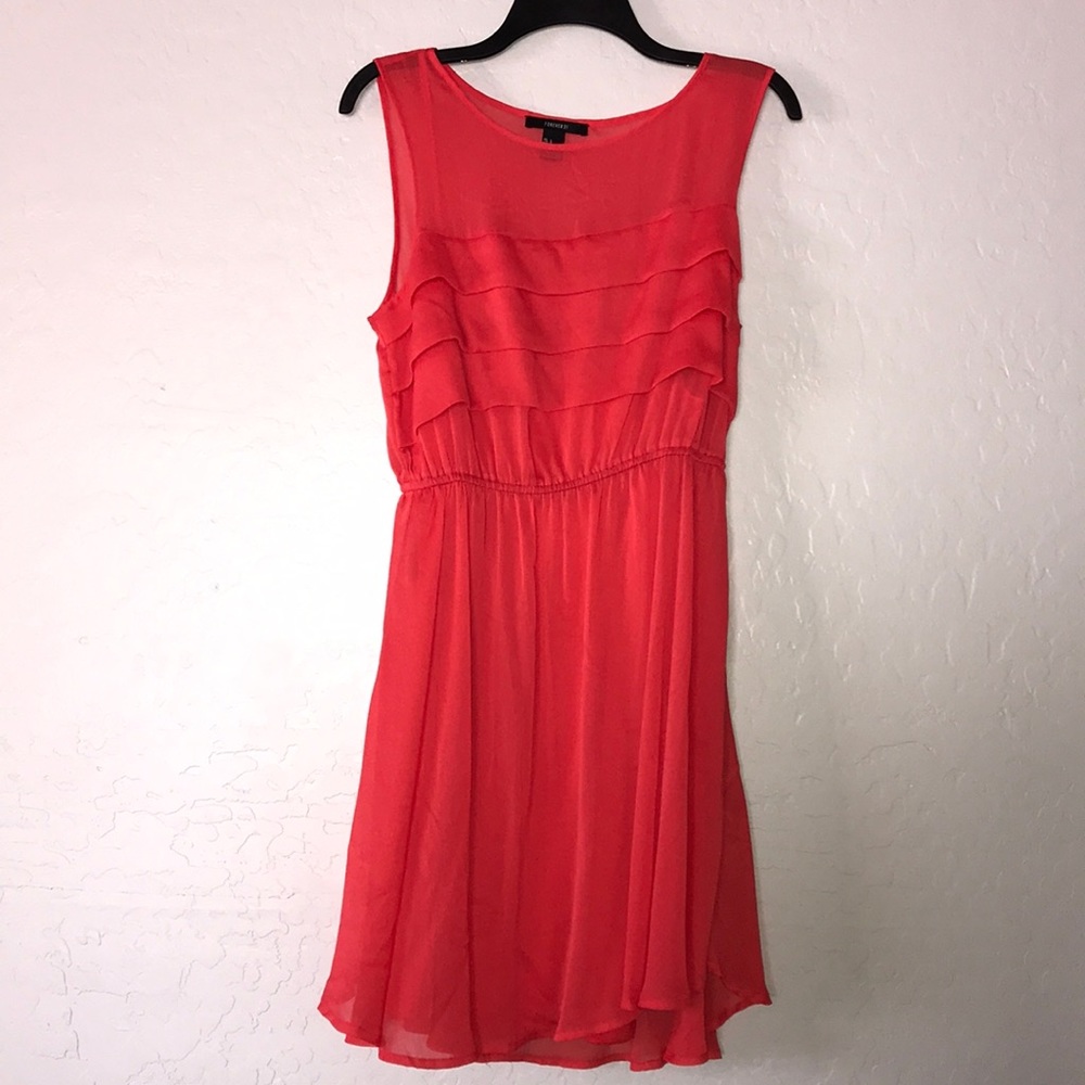 Sleeveless Coral Ruffle Dress